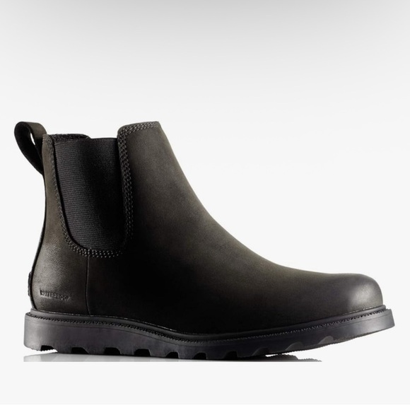 Sorel Women's Ainsley Boot Size 10.5 Waterproof  Chelsea Pull On Black Leather - Picture 1 of 10
